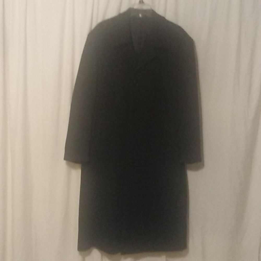 Lauren Ralph Lauren mens Cashmere and Wool Overcoat Top Coat Lined Black Sz 46 R - Picture 2 of 9
